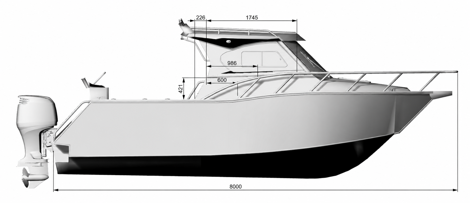 AOMAS side profile boat design drawing