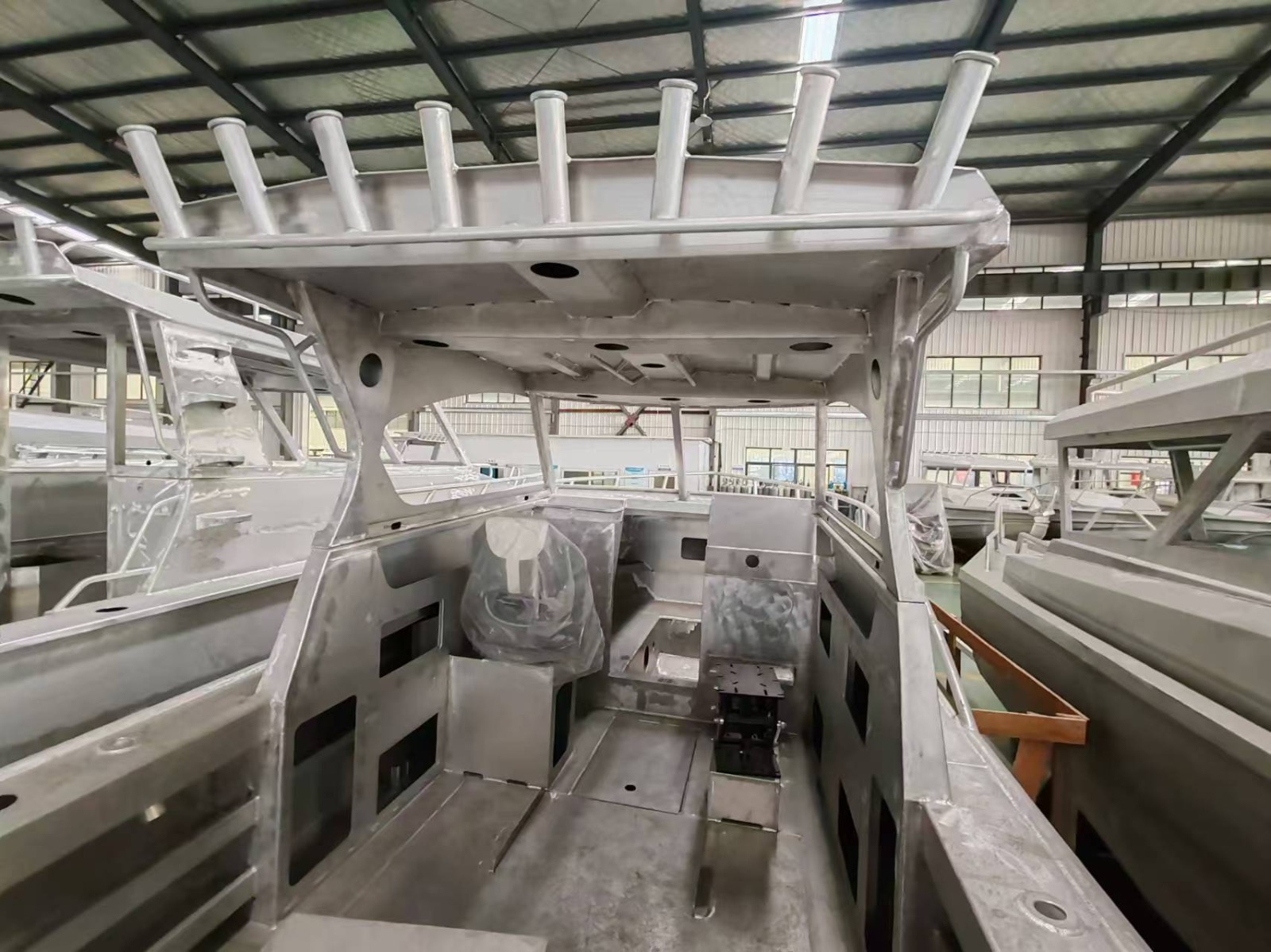 Aluminium plate work during AOMAS boat manufacture